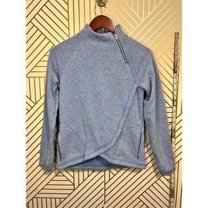 Athleta Girl Kids Fleece Mock Neck Zip Pullover Cross Jacket Blue Size XL/14
